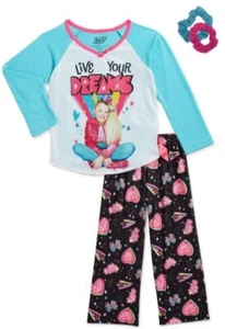 Jojo Siwa Girls' Pajama Set With 2 Matching Scrunchies  Size 10/12 - Picture 1 of 4