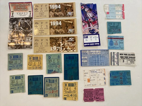 NEW YORK RANGERS & ISLANDERS NHL Hockey Ticket Stub Lot of (21) 1974-1996 Cover