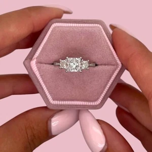 2 Ct IGI Lab Grown Princess Cut Diamond Engagement Ring PT950 Platinum - Picture 1 of 14