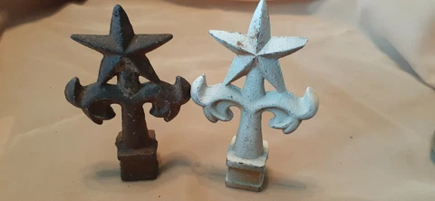 2 Cast Iron Fence Finials Toppers Star 4.5" Cover