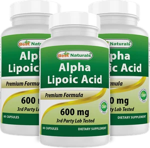 3 Pack Best Naturals alpha lipoic acid 600 mg 60 capsules - ALA Antioxidants - Picture 1 of 7