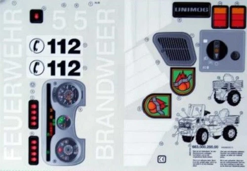 Rolly Toys Ersatzteile: Aufkleber Feuerwehr Unimog NEU