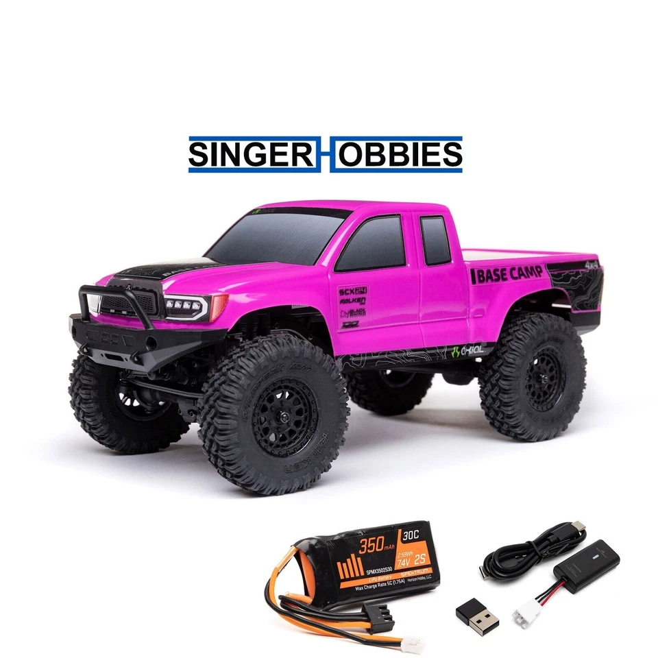 Axial AXI-1219T3 1/24 SCX24 Base Camp 4WD Rock Crawler Brushed RTR Pink