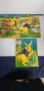 3x Peter Rabbit Puzzles vintage 1940-50sby national games inc BG1 - Foto 1 di 7