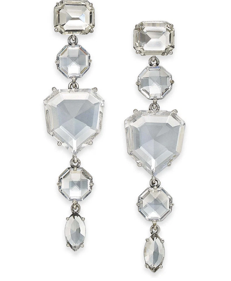 Kate Spade Rock It Crystal Stone Linear Drop Statement Earrings WBRUH083
