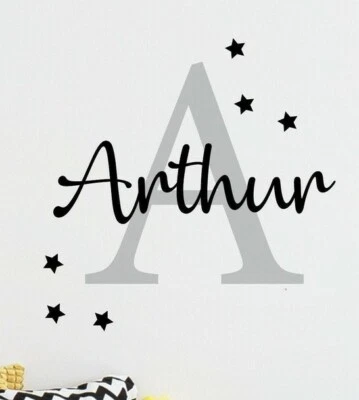 Custom Name Personalised STARS Decal Kids Baby Bedroom Nursery Wall Sticker - Image 1 of 4