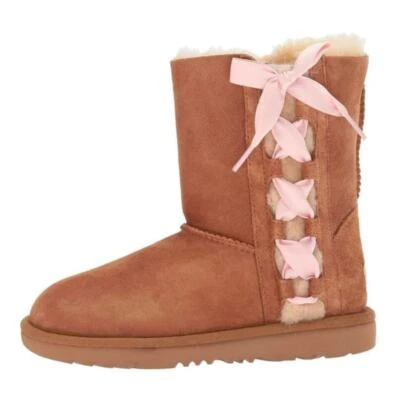 UGG Australia Pala Kids Girls Sz 3 Brown Chestnut Suede Sheepskin Boots 1017737K - Image 1 of 4
