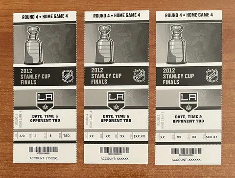LOT of 3 - 2012 NHL STANLEY CUP FINALS DEVILS @ LOS ANGELES KINGS FULL TICKET Cover