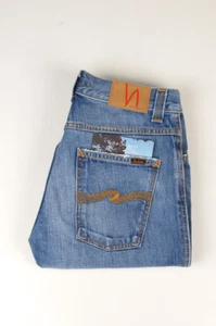 32761 Nudie Jeans Slim Jim Used Electric Indigo Blue Men Jeans sz. 29/34 - Foto 1 di 8