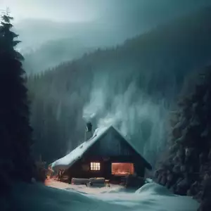 Kabine im Schnee digitale Malerei I Kunstdruck - 12 x 18 Zoll - Bild 1 von 1
