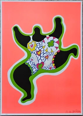 Niki de Saint Phalle Saltando Nana Vibrante Alta Calidad Original Exposición Impresión Foto 1 de 4