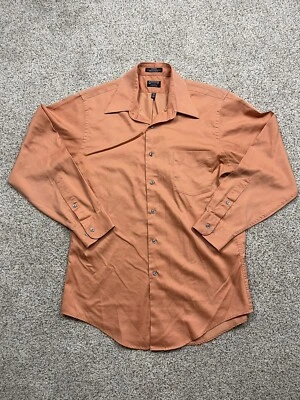 Arrow Mens Cotton Blend Stretch Fitted Orange LS Button Down Shirt sz 16 32/33 L - Image 1 of 4