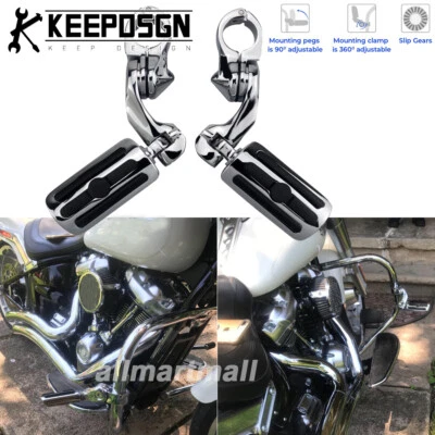 Chrome Highway Foot Pegs Rest 1.25" Engine Guard Bars for Harley Davidson Fatboy - Image 1 of 4