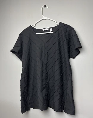 Isaac Mizrahi Live! Top cuello redondo con costuras laterales delanteras (negro azabache, L) A398798 Foto 1 de 4