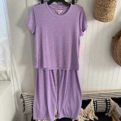 Juicy Couture Women’s Sleep Set Purple Block Embossed Shirt & Pants Pajamas XL - Image 1 of 4