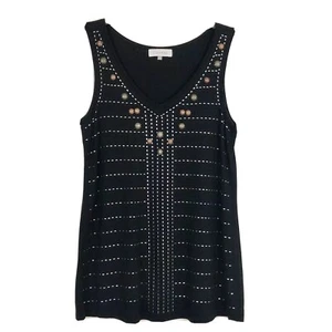 Calvin Klein Embellished Tank Top Stretchy Black Sz XS - Picture 1 of 7