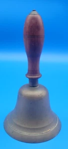 Antike große Messing Holzgriff Hand Schulglocke Original - Bild 1 von 8