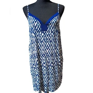 Tart Intimates Women's Blue & White Ikat Print Slip Dress/lounge wear - Size L - Picture 1 of 4