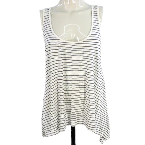 Gap Top Tank White Black Twist Back Striped Asymmetric Casual Essential Size L - Picture 1 of 9