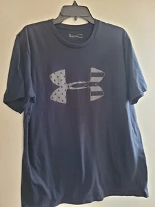 Under Armour Shirt Mens XL Black Heatgear Loose USA American Flag Athletic - Picture 1 of 6