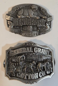 De colección General Grant 1995 Hebillas de Cinturón Cotton Co. y Union Made Whisky Estaño - Imagen 1 de 11