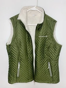 Free Country Women's Quilted Puffer Vest Sherpa Lined Green Size Large - Picture 1 of 7