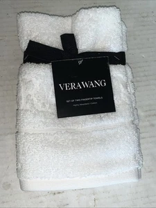 Vera Wang Fingertip Towels Set Of 2 12 In X 18 In 100% Cotton Scuplted Logo New - Bild 1 von 8