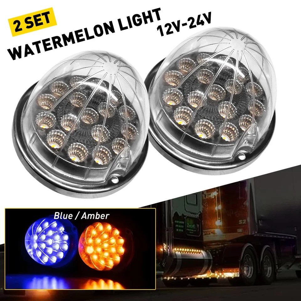 Luz marcadora lateral LED doble ámbar/azul impermeable con anillo cromado EOA Foto 1 de 4