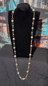 Vintage Silver Tone Beaded Dangle Station Necklace - Picture 1 of 16