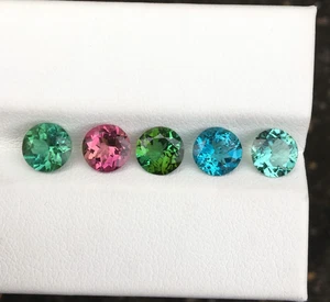 Atractiva multiturmalina facetada buena calidad 4 piezas forma redonda - Imagen 1 de 8