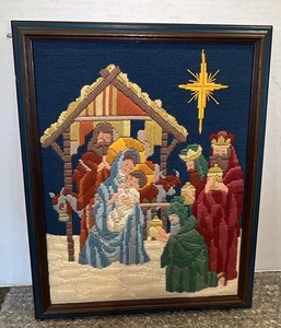 Maria Josef & Jesus im Stall Nadelspitze Krippe fertig gerahmt Bucilla 60584 - Bild 1 von 19