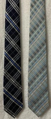 Corbatas de cuello a cuadros para hombre 2 piezas azul y gris claro Jones NewYork & Van Heusen usadas en excelente estado Foto 1 de 4