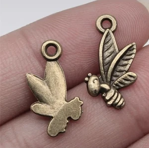 Lot De 3 Abeilles Coloris Bronze, Environs 1.9 X 1.5 Cm (A121) - Picture 1 of 1