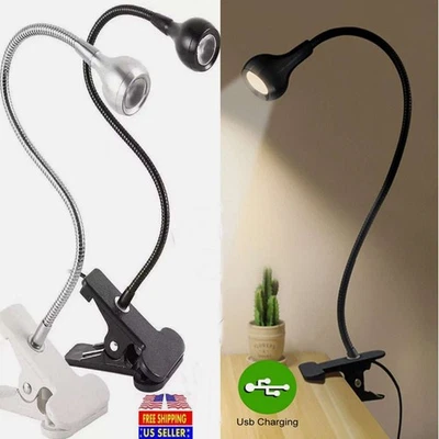 USB Reading Light Flexible LED Book Lamp Laptop Computer Clip On Bed Desk Table - Image 1 of 4