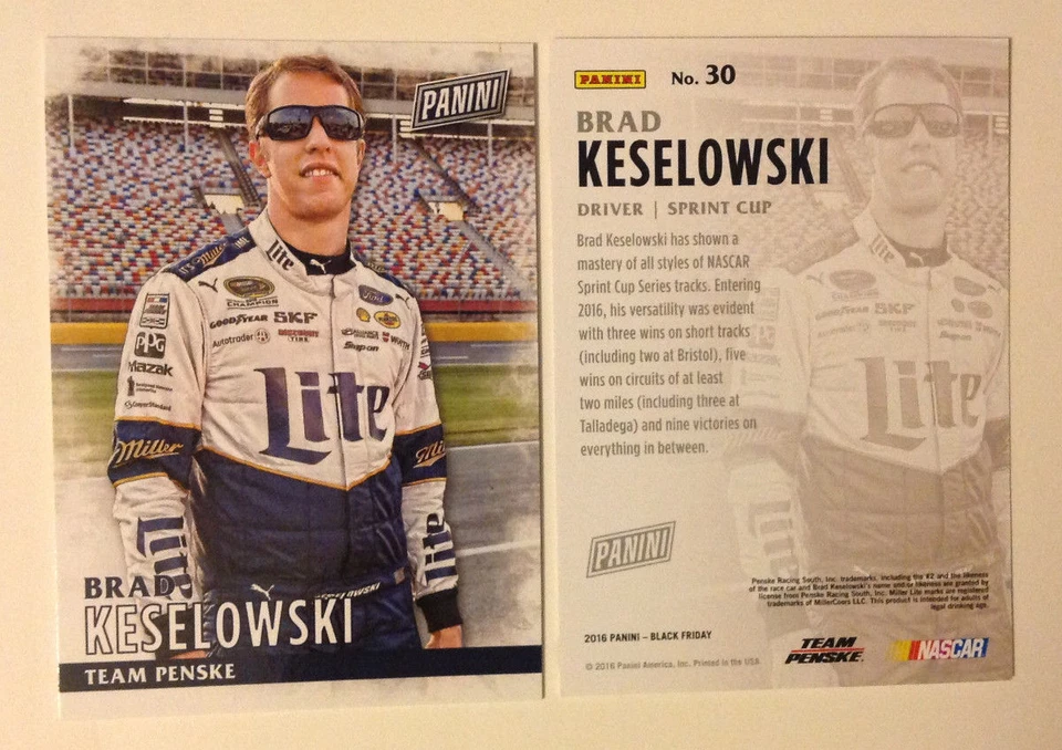 2016 Panini Black Friday Promotion BRAD KESELOWSKI #30 Nascar Racing - Image 1 of 1