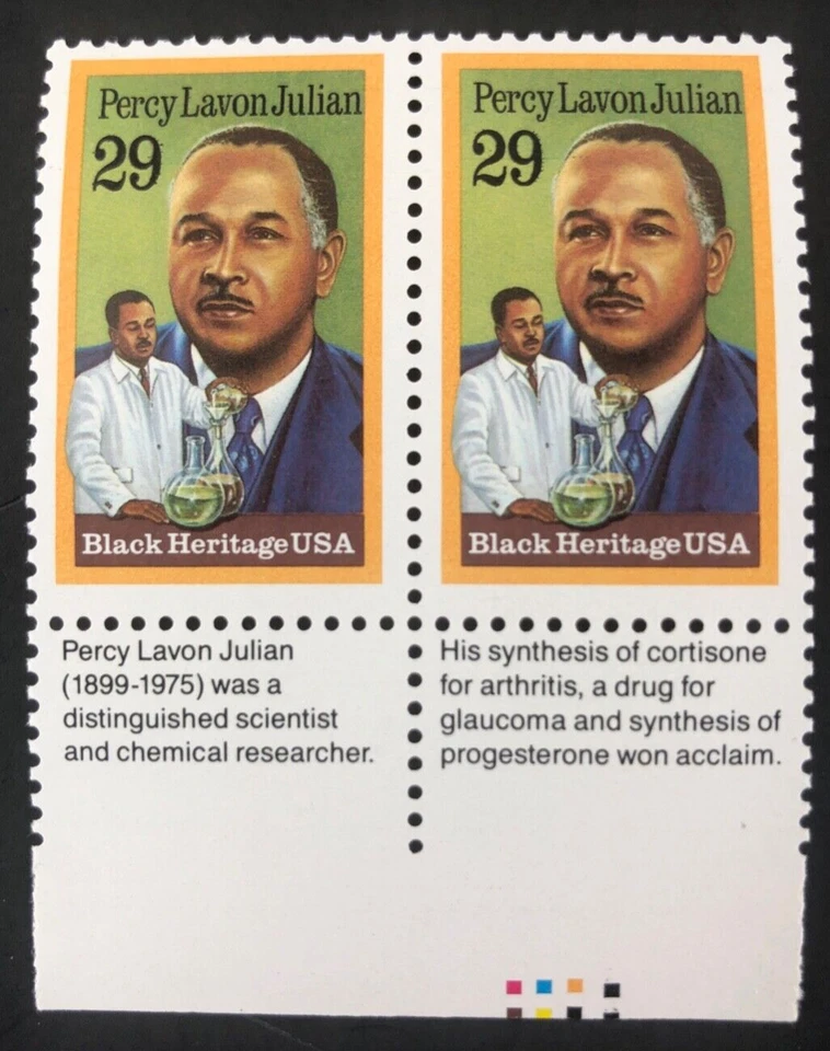 1993 Black Heritage Percy Lavon Julian 29 Cent 29c Stamp Block of 2 Scott# 2746 - Image 1 of 4