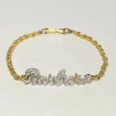 Custom 10K White Gold 0.30ctw Diamond "Barbara" 14K Rope 7.25" Bracelet 7.3g - Image 1 of 4