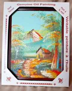 Handgemaltes echtes Ölgemälde Berg und Bauernhof - Bild 1 von 3