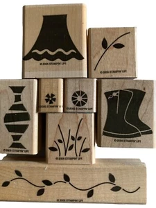 Estampillas de madera ""llenas de flores"" artesanía libro de recortes tarjetas hágalo usted mismo usadas - Imagen 1 de 2