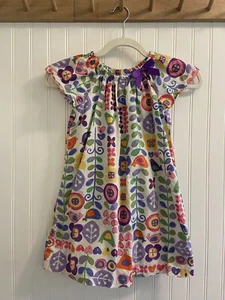 Hanna Andersson Lightweight Short Sleeve Cotton Dress Multicolor Birds Floral 5 - Picture 1 of 6