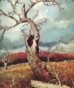 Huerto de manzanas ACEO después de una tormenta. Pintado por Eric Sloane 8x10 con pinceladas - Imagen 1 de 1