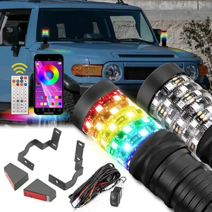 0.7FT Spiral LED Whip Light RGB Chasing Ditch Mounting Kit For FJ Cruiser 07-14 - Picture 1 of 11