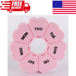 Large Weekly Pill Organizer, Cute 7 Day Pill Box, Purple Pink Daily Vitamin Orga - Picture 1 of 10