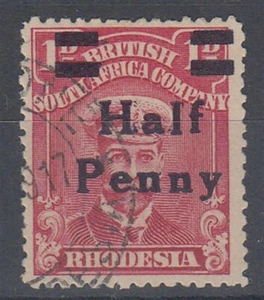 RHODESIA 1913 ALMIRANTE 1/2d. SOBREIMPRESIÓN PROVISIONAL LIVINGSTONE SOMBRA CARMÍN USADA  - Imagen 1 de 1