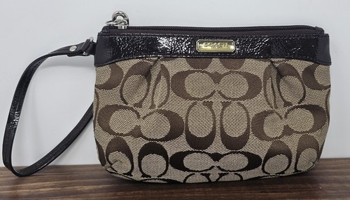 Marsupio Coach Signature marrone marrone marrone tela bordo pelle