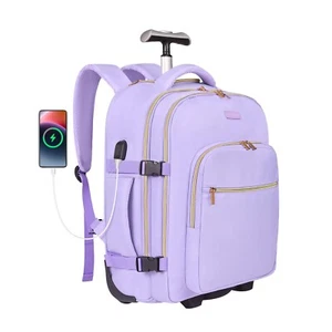 Rolling Backpack for Women, 17Inch Laptop Travel Backpack with Wheels, Carry ... - Picture 1 of 8