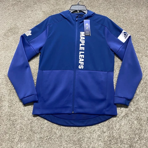 Toronto Maple Leafs Sweatshirt Mens Medium Blue Full Zip Hoodie Tech Hockey Mens Cover