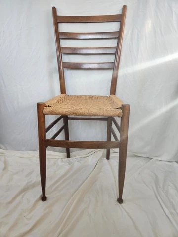 Mid century Italian ladder back chair Gio Ponti style woven seat Great condition Cover