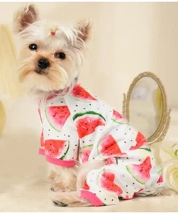 Watermelon Summer Pink Dog Pajamas Jumpsuit Clothes extra small Yikeyo XS - Picture 1 of 6