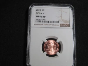 2023  Lincoln Cent Extra V NGC MS 66 RD  VDB-V Error Variety  - Picture 1 of 2